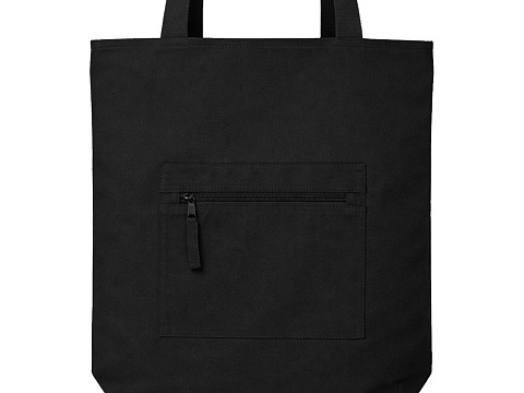 Сумка на молнии Zipper Neo из хлопка 280 г c карманом на молнии спереди, черный - рис 5.