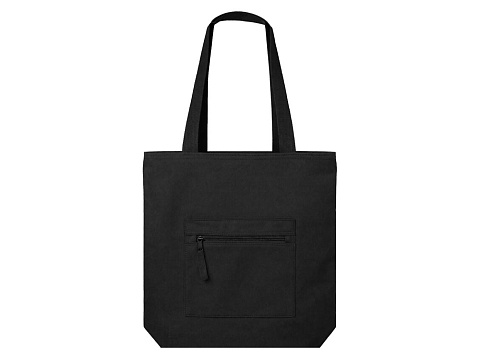 Сумка на молнии Zipper Neo из хлопка 280 г c карманом на молнии спереди, черный - рис 2.