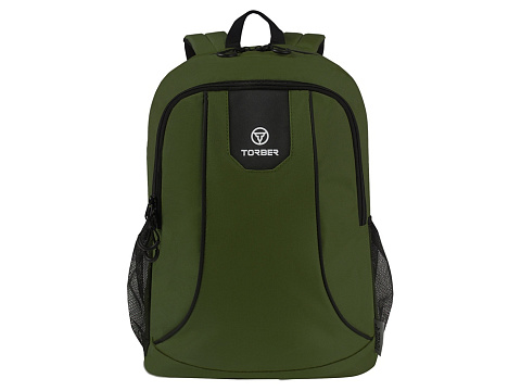 Рюкзак TORBER РАКЕТА с отделением для ноутбука 15,6, зеленый, полиэстер 600D, 46 х 30 x 13 см