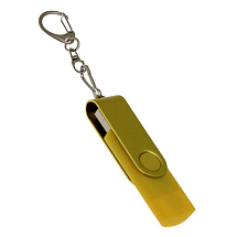 USB-флешка на 64 Гб 2 в 1 поворотный механизм, c дополнительным разъемом Type-C с одноцветным металлическим клипом, желтый