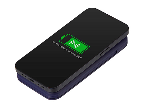 Внешний беспроводной аккумулятор с подсветкой лого Astro, 10000 mAh, темно-синий - рис 3.