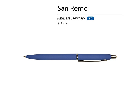 Ручка металлическая шариковая San Remo, софт-тач, 1.0 мм, синий - рис 2.