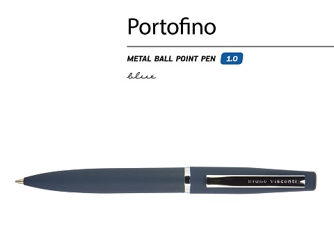 Ручка металлическая шариковая Portofino, софт-тач, 1.0 мм, синий - рис 2.