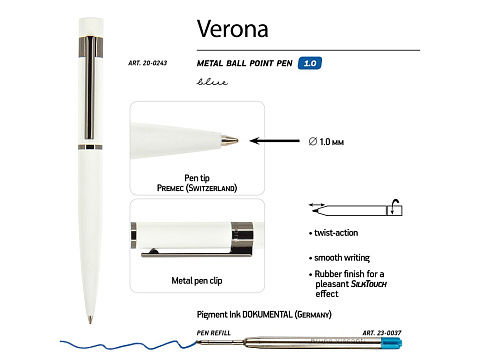 Ручка шариковая автоматическая BrunoVisconti VERONA цвет корпуса белый, soft-touch, 1 мм, синяя - рис 3.