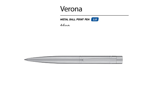 Ручка шариковая автоматическая BrunoVisconti VERONA цвет корпуса серебряный 1 мм, синяя - рис 2.