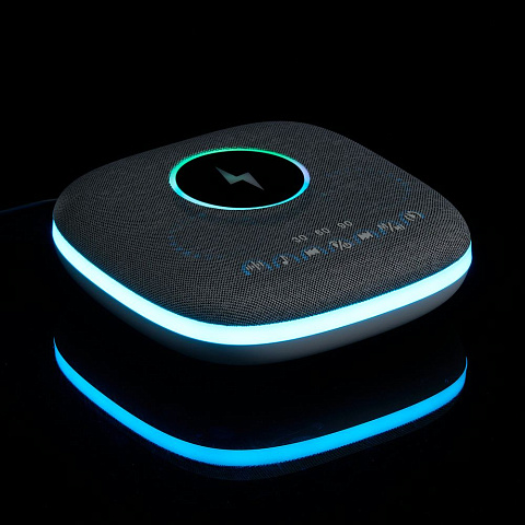 Bluetooth колонка с беспроводной зарядкой и подсветкой Terrafonic, серая - рис 11.