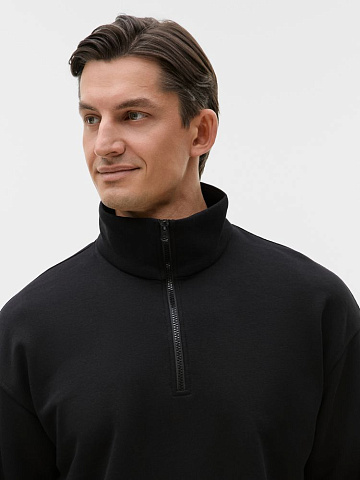 Толстовка унисекс оверсайз Ziplink Terry, черная - рис 10.