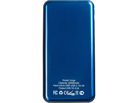Внешний аккумулятор Forge v.2 металл,  10000mah, синий - рис 3.
