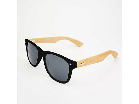 Солнцезащитные очки Эдем с дужками из натурального бамбука, натуральный/ черный