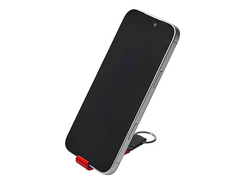 Брелок с подставкой для телефона из переработанного алюминия Лао, красный - рис 4.