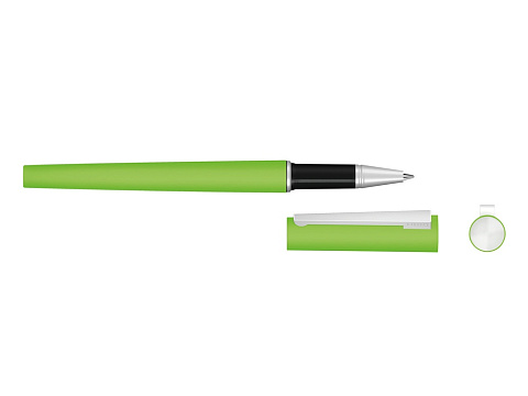 Ручка металлическая роллер Brush R GUM soft-touch с зеркальной гравировкой, зеленое яблоко - рис 2.