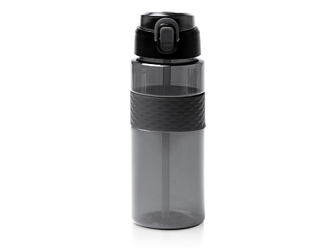 Спортивная бутылка с силиконовой трубочкой Зонда, пПЭТ, 700 мл, черный