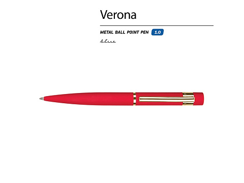 Ручка шариковая автоматическая BrunoVisconti VERONA цвет корпуса красный, soft-touch, 1 мм, синяя - рис 2.