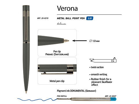 Ручка шариковая автоматическая BrunoVisconti VERONA цвет корпуса серый, soft-touch, 1 мм, синяя - рис 2.