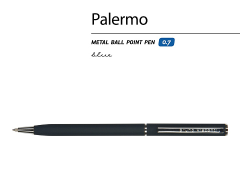 Ручка шариковая автоматическая BrunoVisconti® PALERMO цвет корпуса сине-черный, soft-touch, 0.7 мм - рис 2.