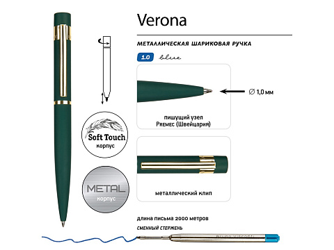 Ручка шариковая автоматическая BrunoVisconti VERONA цвет корпуса зеленый, soft-touch, 1 мм, синяя - рис 3.