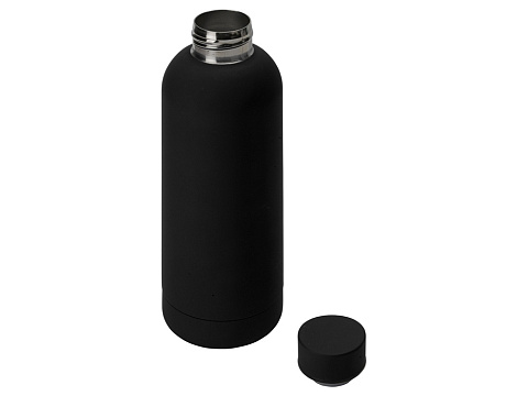 Вакуумная термобутылка Cask Waterline, soft touch, 500 мл, тубус, черный - рис 2.