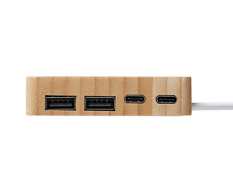 USB хаб Memo, 2*USB, 2*Type C, бамбук - рис 8.